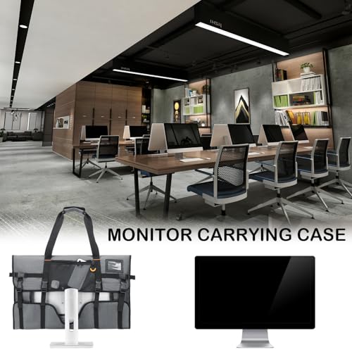 Monitor Carrying Case for 27" LCD Screen Padded Travel Monitor Carrying Bag Compatible with iMac Desktop Computer Dust Cover Bag (Grey) - color: Grey