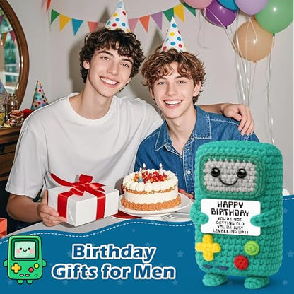 Busy Gaming Life 2026 Funny Gamer Birthday Gifts for Friend, Happy Birthday Gift for Men Dad Boy Friend Uncle Brother, Positive Handmade Crochet Gift - style: Birthday