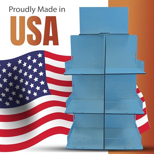 Versatile 4-Sided Rotating Display Stand for Candy, Snacks, Jams, Produce and More - Ideal for Craft Shows, Farmers Markets, and Retail Stores - 12 Shelves, Heavy-Duty Design, Easy Setup (Blue) - color: Blue
