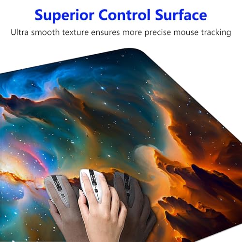 Large Gaming Mouse pad,Deep Starry Sky Nebula Blue Anti Slip Rubber Base Mouse pad, Suitable for Computer, Laptop, Office Desk Accessories - color: Deep Starry Sky Nebula Blue