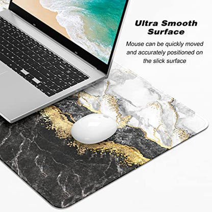 Extended Gaming Mouse Pad, XXL Large Mouse Mat 30 x 14 Inch, Big Computer Keyboard Mousepad, Waterproof Desk Pad with Stitched Edges and Non-Slip Base for Office Gaming, Black Cracked Marble - color: Black Cracked Marble