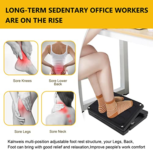 Adjustable Foot Rest Under Desk - Ergonomic Office Foot Stool with Massage, Leg Rest for Desk, Anti-Slip Design for Home & Work, Improves Posture (Black) - color: Black