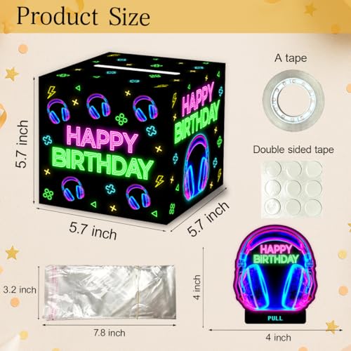 ChillHui Neon Headphone Birthday Money Gift Boxes for Cash, Game Headphone Birthday Money Pull Box for Men Women Girls Boys - color: Headphone