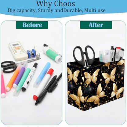 Pen Holder and Anti-Slip Mouse Pad Combination, Makeup Brush Storage Box, Tableware Storage Box, Suitable for Office and Home - Golden Butterfly - color: Golden Butterfly