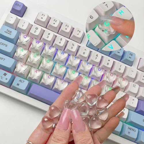 110pcs Keyboard Bubbles for Long Nails, Ergonomic Height Raised Glass Heart Key Covers, No-Residue, Reusable, Easy to Apply, for Desktop Keyboards, External Keyboards, Calculators - color: Loving 6mm High, size: 110 Pcs