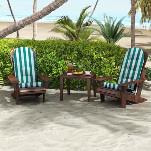 Outdoor Adirondack Chair Cushions Set of 2, 44x19x4 Inch Rocking Chair Cushion, High Back Patio Soft Seat Pad with Ties, Indoor Outside Use, Lake Blue Stripes - color: Lake Blue Stripes, size: 44x19x4 Inch