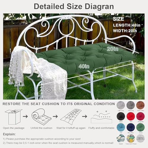 Waterproof Swing Chair Cushions for Outdoor Furniture Patio Beach Cushion Thick Outdoor Garden Beach Seat Pad 20 x 40 in White Green - color: White Green