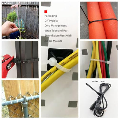 HS Thick Zip Ties 8 Inch x 3/16" (Bulk-500 Count) UV Black Cable Ties 50 Pounds Heavy Duty Self-Locking Strap Ties for Automotive,Outdoor Fence Purpose - color: Black 8"500