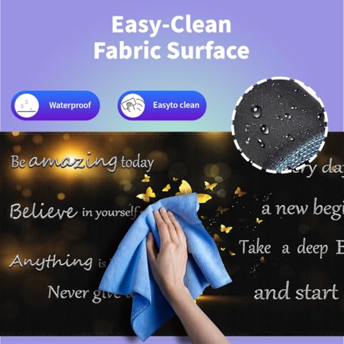 Large Gaming Mouse Pad (31.5" x 15.8")- Inspirational Quotes for a New Beginning Gold Butterflies, Extra XXL Office Accessories, Premium Stitched Anti-Slip Office Desk Mat - color: Golden Glitter