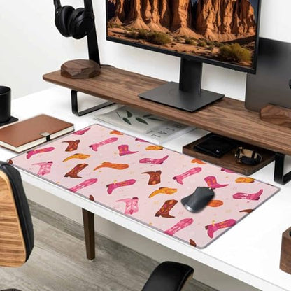 Gaming Mouse Pad, XXL Extended Computer Keyboard Long Mouse Mat, Large Desk Pad for Office Laptop, Non-Slip Rubber Base with Stitched Edge Mousepad, 31.5X11.8 inch Cowgirl Boots Pattern - color: Cowgirl Boots Pattern, size: 31.5" x 11.8"