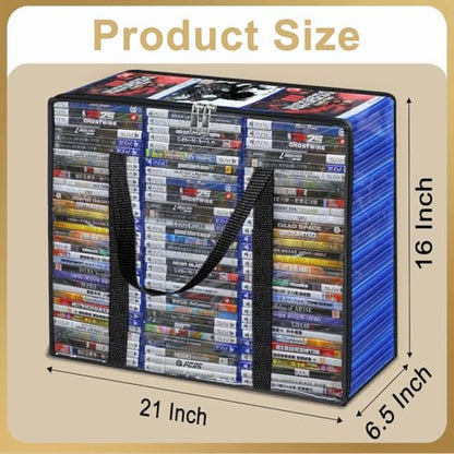CD DVD Storage Bags, 4-Pack Clear Blu-ray Storage Bags with Zipper & Handles | Each Bag Holds 99 Blu-Ray, 64 DVD, 156 CD Cases | Media & Video Game Storage Organizer for VHS, Discs - size: 4 Pack