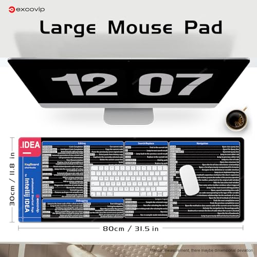 excovip IDEA Commands Shortcuts Mouse Pad -80x30x0.2 cm Extended Large Cheat Sheet Mousepad PC Office Spreadsheet Keyboard Mouse Mat Non-Slip Stitched Edge 0362 - color: For IDEA