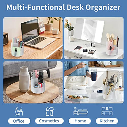 Desk Pencil Pen Holder, 3 Slots 360-Degree Spinning Organizers, Desktop Storage Stationery Supplies, Cute Cup Pot for Office, School, Art Supply, Kids - Clear - color: Clear