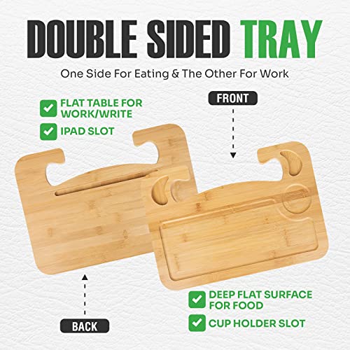 lebogner Steering Wheel Tray, Car Tray for Eating, Hook On Steering Wheel Desk for Food, Laptop and Car Accessories, Car Road Trip Must Haves Gadgets Car Table (Bamboo Wood) - color: Bamboo Wood