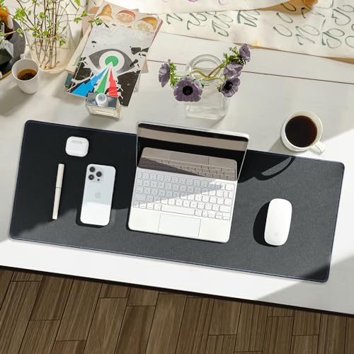 Reniteco Waterproof Large Gaming Mouse Pad with Durable Stitched Edges, Non-Slip Rubber Base, Grainy Jacquard Mouse Mat Desk Pad for Home Office Gaming, 35.4''x15.7''x0.12'', Deep Gray - color: Deep Gray, size: 35.4''x15.7''x0.12"