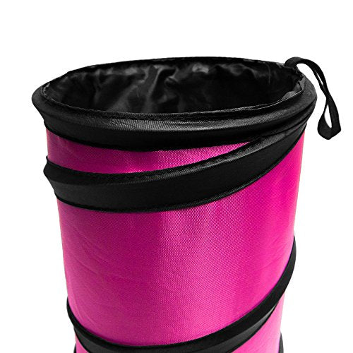 FH Group Automotive Waterproof Portable Collapsible Small Trash Can Garbage Container fits Most Cars,Polyethylene, SUVs, and Trucks Pink - color: Pink, style: Small
