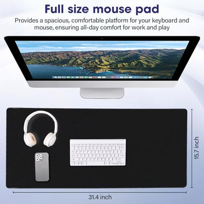 Professional Extended Gaming Mouse Pad - 31.5" x 15.7" Large Desk Mat with Stitched Edges, Waterproof Coating Non-Slip Rubber Base for Gamers Esports Pros Office Home, Black