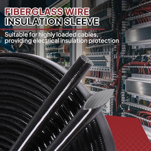 Silicone Fiberglass Sleeve Heat Shield Wire Protective High Temperature Electrical Insulation Self-extinguishing Black (3/16"- 16ft) - style: 3/16"-16ft