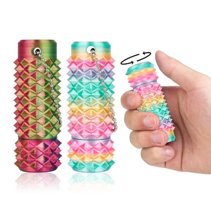 Little Ouchies Pain Stim Fidget Toy, 3D Printed Pocket Spiky Keychain with Clicker Button Spinner Sensory Toys for Anxiety Focus & Stress Reduction Novelty Gifts(C2) - color: C2