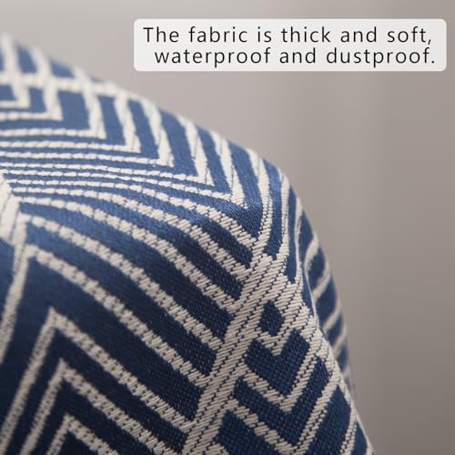 Waterproof Keyboard Cover - Soft Thick & Durable - Geometric Pattern - Universal Fit for 61/76/88-Key Digital Piano Keyboards - Stylish Home/Studio Protector, Adjustable Side Zippers - color: Navy Blue And White