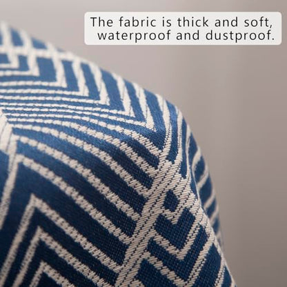 Waterproof Keyboard Cover - Soft Thick & Durable - Geometric Pattern - Universal Fit for 61/76/88-Key Digital Piano Keyboards - Stylish Home/Studio Protector, Adjustable Side Zippers - color: Navy Blue And White