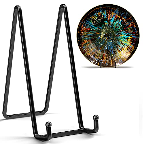 IPAME 8 Inch Large Plate Stands for Display - Metal Square Wire Plate Holder Display Stand + Picture Stand for Book, Platter, Plaque, Photo Easel (2 Pack) - size: 8 Inch