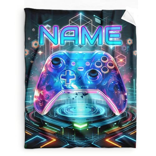 Personalized with Name Kids Blanket - 40x30 Inches Small Gamer Blanket for Boys & Girls 3-6, Gaming Stuff Themed Gifts for Gamer Lovers - Soft Warm Fuzzy Flannel Gift for Office, Sofa, Trip - color: Color 2-1, size: 40"x30"