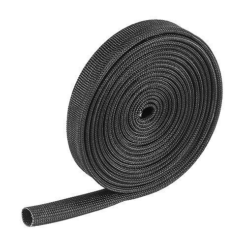 X AUTOHAUX Fiberglass Heat Wire Shield Sleeve Heat High Temp Shield Adjustable Heat Shield 10ft 12mm 1/2" Black for Car Wire Loom Protection - size: 1/2"