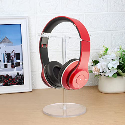 Clear Acrylic Headphone Stand with Patterned Base – Universal Holder for AirPods Max, Gaming & Wireless Headphones – Space-Saving Desk Organizer for Home & Gaming Setup (Pure Transparency) - style: Pure Transparency