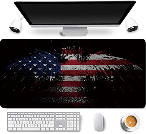 31.5x11.8 Inch Non-Slip Long Extended Large Gaming Mouse Pad with Stitched Edges XL Laptops Keyboard Mouse Mat(USA Eagle) - color: USA Eagle