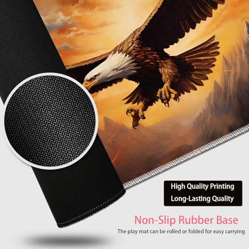 Large Gaming Mouse Pad + Mouse Wrist Rest Pad + Coaster Combination, 31.5 "x 11.8" Durable Non-Slip Extension Table Mat, Suitable for Office and Home, Rebirth of American Eagle Fire - color: Rebirth of American Eagle Fire