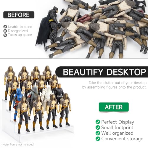 6 inch Acrylic Riser Display Shelf,Clear Action Figures Stands With PEG,4 Tier Toy Collectibles Organizer Compatible with 1/12 Scale Action Figure Toy (Only Fit For 6 inch SW Black Series Figure Toy-Clear) - color: Only Fit For 6 inch SW Black Series Figu