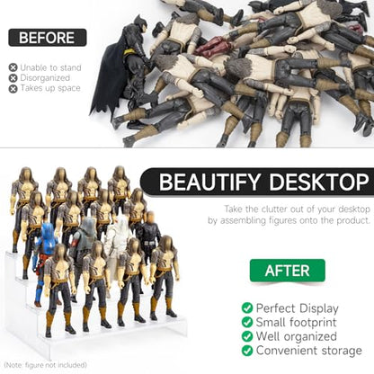 6 inch Acrylic Riser Display Shelf,Clear Action Figures Stands With PEG,4 Tier Toy Collectibles Organizer Compatible with 1/12 Scale Action Figure Toy (Only Fit For 6 inch SW Black Series Figure Toy-Clear) - color: Only Fit For 6 inch SW Black Series Figu