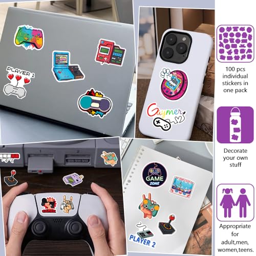 DETICKERS Video Game Party Favor Stickers for Boys 8–12, 100 PCS Gaming Water Bottle Stickers Waterproof Vinyl Classroom Rewards Gamer Gifts for Teen Boys - style: Video Game