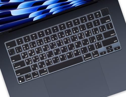 Arabic Keyboard Cover Skin for Apple 2026 2025 2024 2023 2022 MacBook Air Laptop with M5 M4 M3 M2 chip 15.3 inch A3448 A3241 A3114 A2941/MacBook Air 13.6 inch A3449 A2681 A3113 A3240 Protector-Black - color: Black-Arabic, size: MacBook Air 15"/Air 13" 202