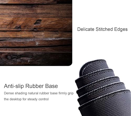 Large Extended Gaming Mouse Pad with Stitched Edges, Non-Slip Waterproof Rubber Base Mouse Pad for Office, Computer, Keyboard, Laptop and Home Desk Pad 31.5 x 11.8 x 0.12 Inch Dark Wood Texture - color: Dark Wood Texture
