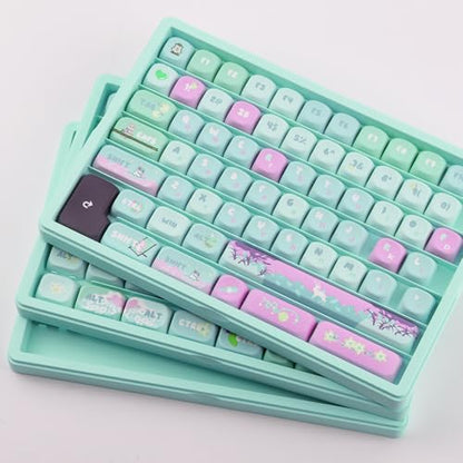 Hyekit Keycaps Storage Box, 3th Floor PBT Dustproof Display Case, 180 Keys Visible Top Cover Keycaps Collection Box for Cherry MOA XDA SA OEM MSA DSA Mao Profile Mechanical Keyboard Keycap (Green)