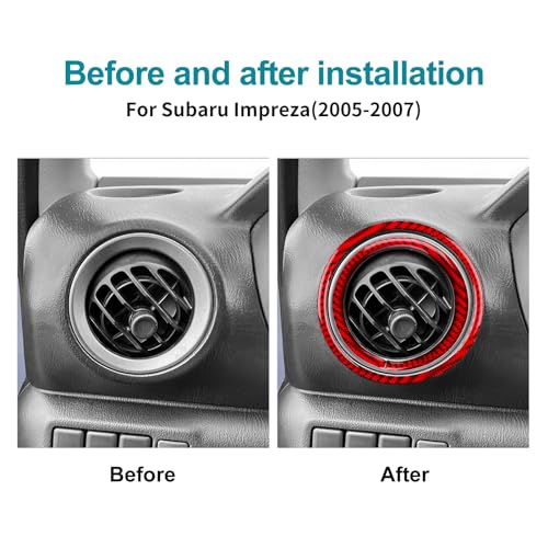 AIRSPEED for Subaru Impreza 2005 2006 2007 Air Vent Outlet Ring Cover Carbon Fiber Center Console Interior Trim Accessories, Red - color: Side Air Outlet Ring Red