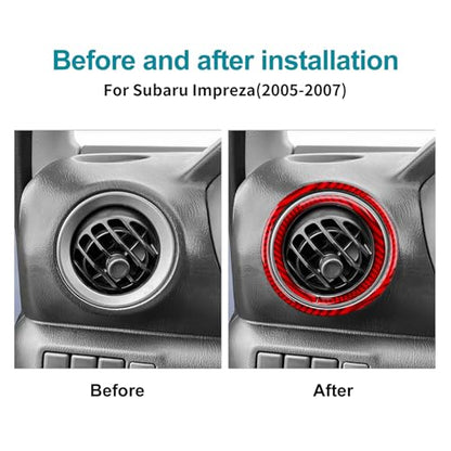 AIRSPEED for Subaru Impreza 2005 2006 2007 Air Vent Outlet Ring Cover Carbon Fiber Center Console Interior Trim Accessories, Red - color: Side Air Outlet Ring Red
