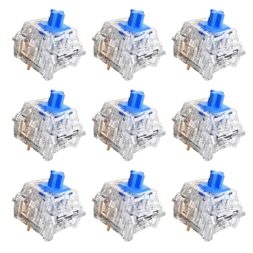 Zhouwang 35Pcs Crystal Blue Switch,1Pcs Kailh Box Experience Switch,Crisp Clicky,Suitable clicker for 3D Prints and Mechanical Gaming Keyboards. - color: Crysta Blue, size: 36Pcs