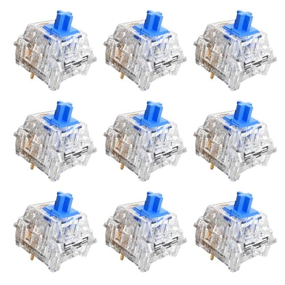 Zhouwang 70Pcs Crystal Blue Switch,2Pcs Kailh Box Experience Switch,Crisp Clicky,Suitable clicker for 3D Prints and Mechanical Gaming Keyboards. - color: Crysta Blue, size: 72Pcs