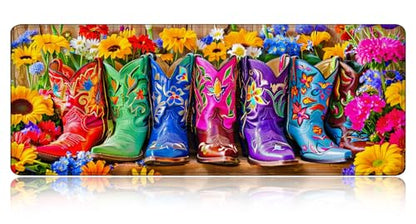 Large Gaming Mouse pad,Boots and Flowers Anti Slip Rubber Base Mouse pad, Suitable for Computer, Laptop, Office Desk Accessories - color: Boots and flowers