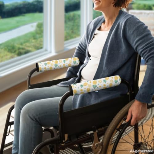 Wheelchair Armrest Pads Pineapple Wheelchair Armrest Covers Cushion Portable Mobile Arm Support for Wheelchairs Office Transport Chair Mobility Scooter Gift - color: Pineapple