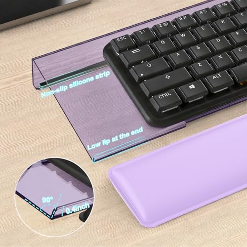Computer Keyboard Stand and Wrist Rest Set, Keyboard Holder with Wrist Pad, Computer Wrist Support Pad, Keyboard Riser Holder with Wrist Pad for Office Home (Purple) - color: Purple