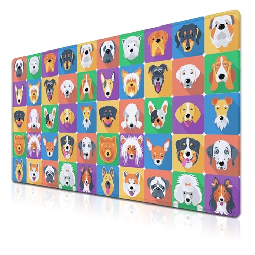 Keyboard Mats Dogs Full Mouse Mat, Desk Mouse Pad Extra Large Mouse Pads, Oversized Mousepad Non-Slip Rubber Base Waterproof with Stitched Edges, 35.4 X 15.7 inch for Work/Game/Office/Home - color: Dogs