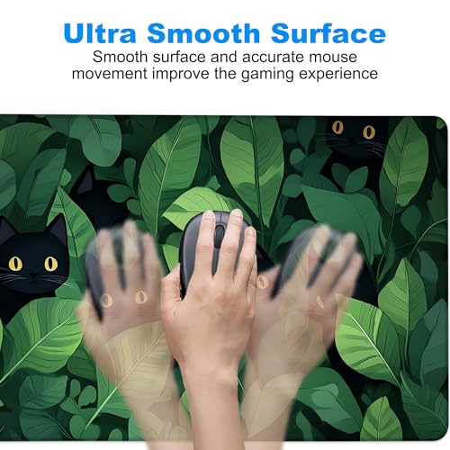 Desk Pad, Cute Anime Cats in Green Leaves XXL Gaming Mouse Pad with Stitched Edges,Non-Slip Waterproof Rubber Base Large Desk Mat for Keyboard and Mouse 35.4"x15.7" - color: Colour13, size: 35.4" x 15.7"