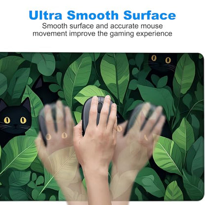 Desk Pad, Cute Anime Cats in Green Leaves XXL Gaming Mouse Pad with Stitched Edges,Non-Slip Waterproof Rubber Base Large Desk Mat for Keyboard and Mouse 35.4"x15.7" - color: Colour13, size: 35.4" x 15.7"