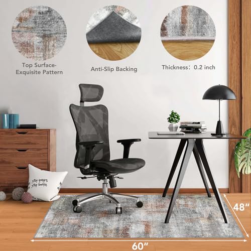 Office Chair Mat for Hardwood Floor&Tile Floor,48"X 60" Heavy Duty Desk Chair Mat for Hard Floors,Under Desk Rug for Rolling Computer Chair,Anti Slip,Low Pile Carpet Floor-Abstract Grey - color: Abstract Grey, size: 48"X 60"