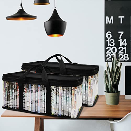 SILD Handy Portable DVD/CD Storage Bags 2 Pack Holds 80 Total Movies or Video Games with Sturdy Carrying Handles Set (Set of 2)