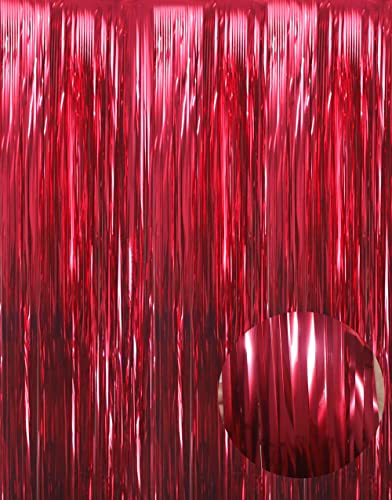 GOER 3.2 ft x 9.8 ft Metallic Tinsel Foil Fringe Curtains Party Photo Backdrop Party Streamers for Birthday,Graduation,New Year Eve Decorations Wedding Decor (1 Pack,Burgundy) - color: Burgundy, size: 1 Pack